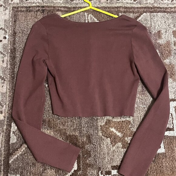 NWOT Aritzia/Sunday Best Izzy Cropped Cardigan in Cognac Brown, Size S - Picture 7 of 9